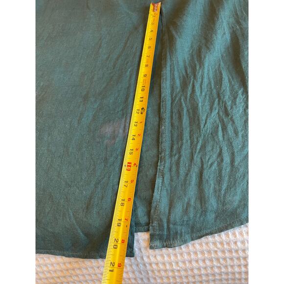 Meo Meli Linen Green Spaghetti Strap Halter Relaxed Fit Front Slit Maxi Dress XL - Picture 9 of 12